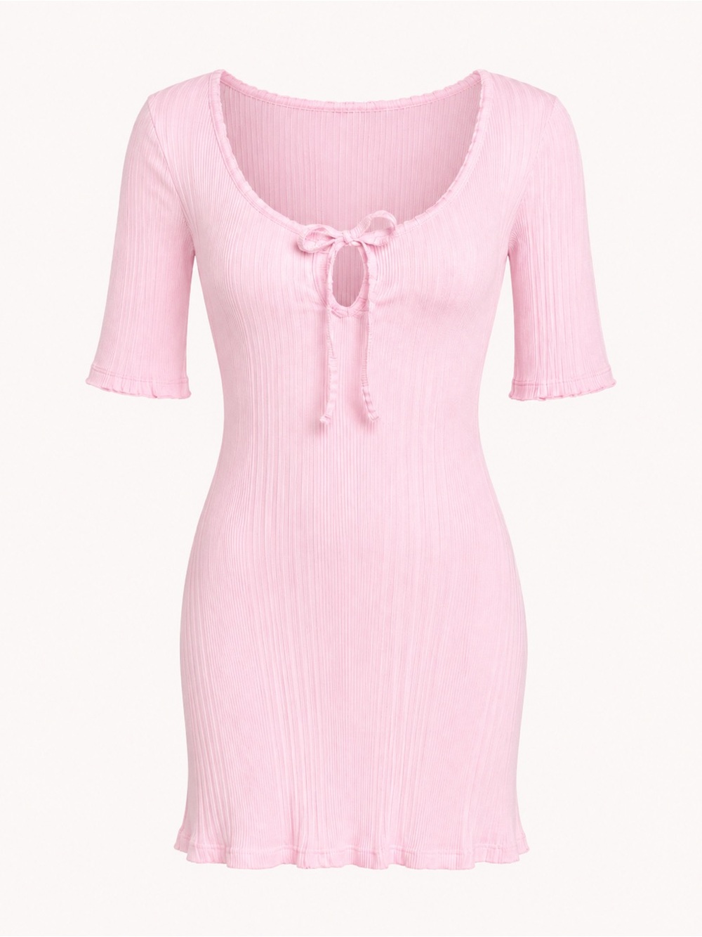 Lovers and Friends Ribbed Keyhole Mini Dress Pink Size XS